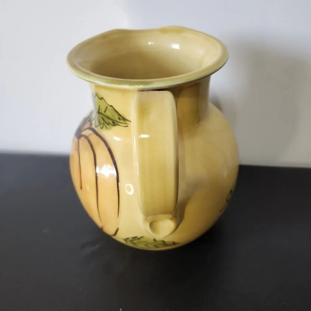 Williams Sonoma Pumpkin Harvest Pitcher Ceramic Made in Italy Fall Thanksgiving
